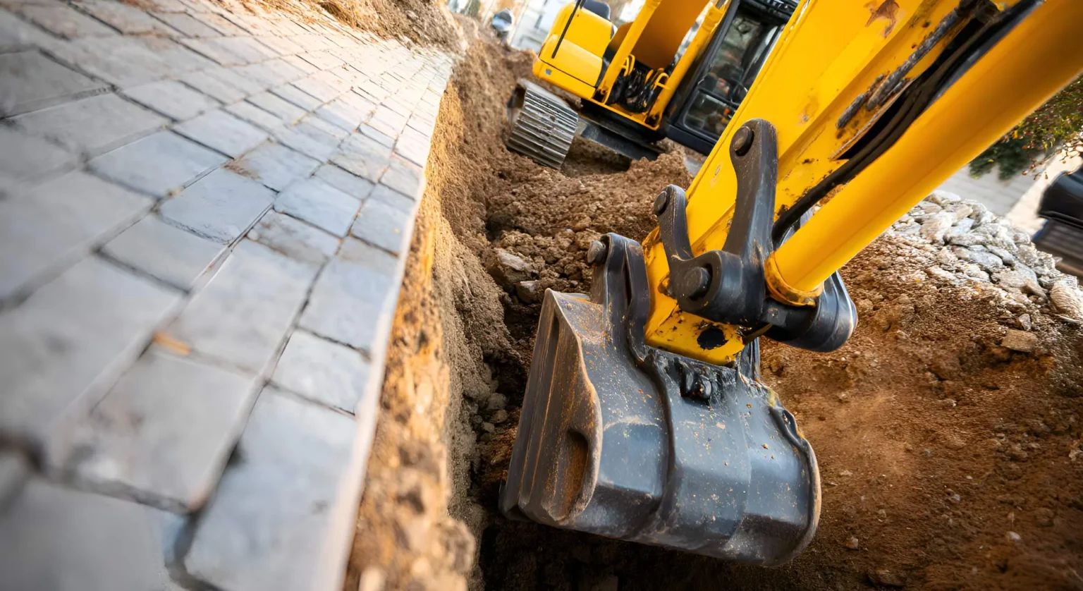 Trench excavation efficiency using vacuum extraction and directional drilling